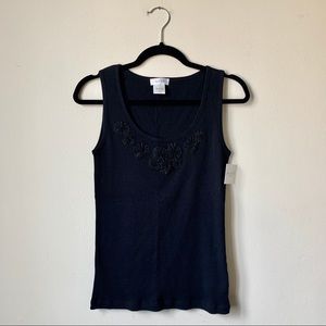 NWT Kate Hill Floral-Embellished Tank